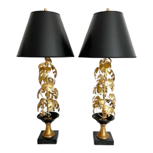 Italian Topiary Lamps & Shades - A Pair