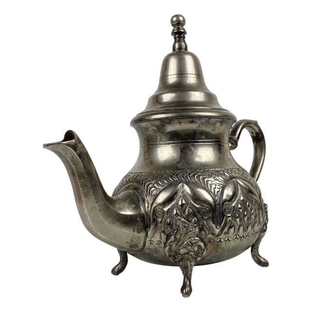 Silver-Plated Metal Teapot, 1920s For Sale