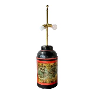 Vintage Tole Tea Cannister Lamp For Sale