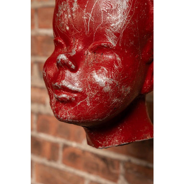 Mid-Century Stylized Child Wall Mount Display Bust For Sale In Chicago - Image 6 of 7