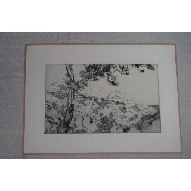 Beautiful etching from artist Charles B. Keller titled "A Village in Adalusia". Soft lines and a lot of texture throughout...
