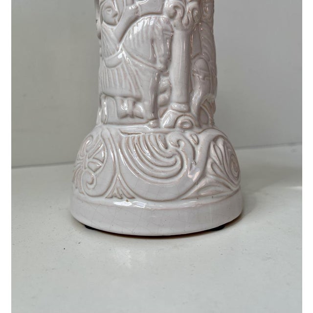 Ceramic Baptismal Font Candleholder in White Glazed Terracotta by L. Hjorth, 1950s For Sale - Image 7 of 9