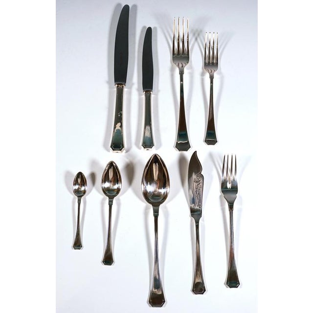Art Nouveau Silver Cutlery Set for 12 with Display Cabinet from Klinkosch, Vienna, Austria, 1890s, Set of 125 For Sale - Image 6 of 13