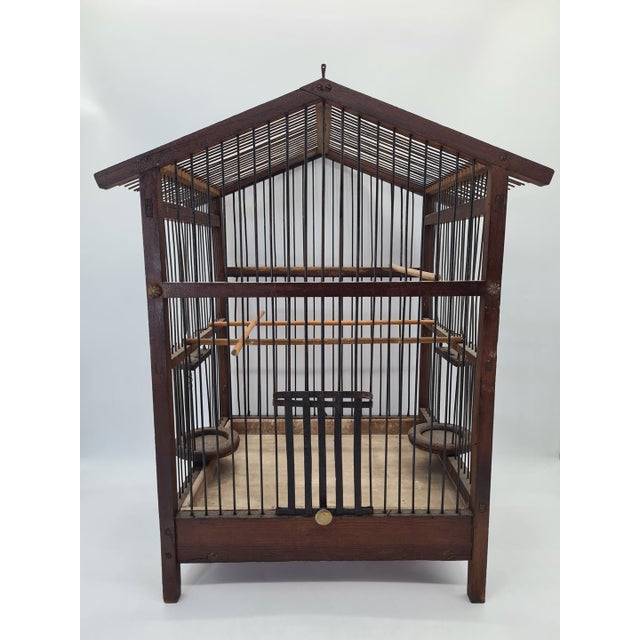 Antique Wooden Birdcage, 1920 For Sale - Image 4 of 12