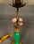 French Bronze & Green Glass Table Lamp With Porcelain Flowers and Silk Shade, Circa 1920 For Sale - Image 10 of 11