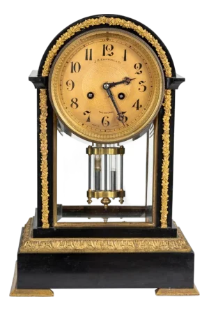 French Gilt Bronze and Black Slate Mantel Clock