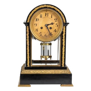 French Gilt Bronze and Black SMantel Clock For Sale