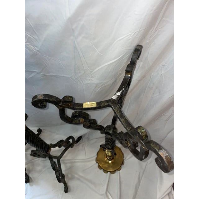 2000s Maitland-Smith Iron and Brass Large Candlesticks- Set of 3 For Sale In San Diego - Image 6 of 10