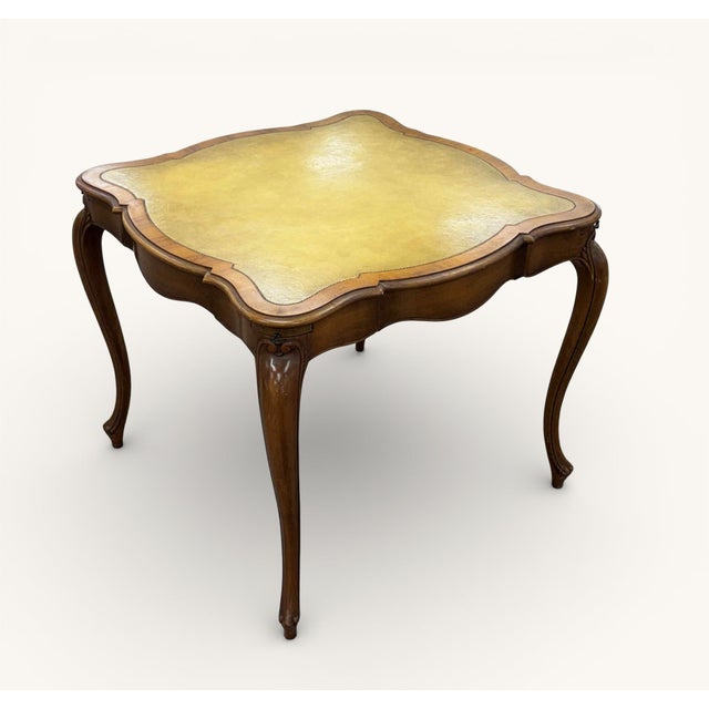 Weiman Vintage Weiman Leather Top Game or Card Table For Sale - Image 4 of 17