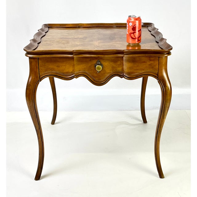 Vintage Baker Furniture French Provincial Louis XV Burl Wood Side Table For Sale - Image 15 of 15