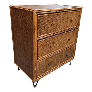 Wicker and Rattan Chest of Drawers, 1960s For Sale