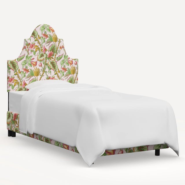 Textile Red from Scalamandre crafted by Cloth & Company Geneva Twin Bed, Pink Tropical Flora For Sale - Image 7 of 7