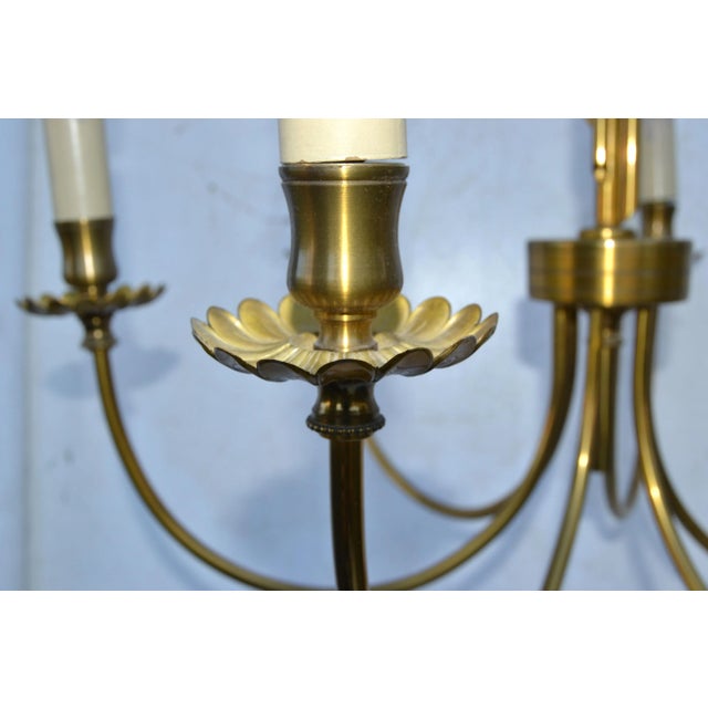 Maison Charles Style Feuilles Gold Leaf & Brass 6-Light Chandelier France 1960 For Sale - Image 9 of 13