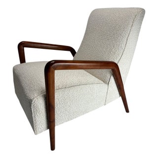 Mid-Century Italian Armchair in Wood and Fabric in the style of Paolo Buffa, 1950 For Sale