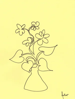 "1 Line Minimalist Botanic #8" Contemporary Original Ink Drawing by CL Auker