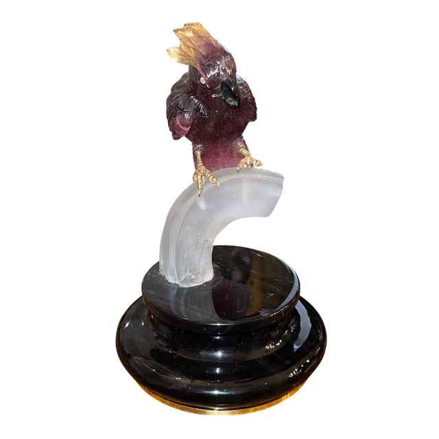 Late 20th Century Late 20th Century Rubellite Tourmaline Cockatoo Sculpture by Manfred Wild for Emil Becker. Germany For Sale - Image 5 of 9