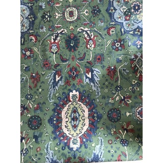 Boho Chic Schumacher Jahanara Rug Jade Fabric in Linen - 3 Yards For Sale
