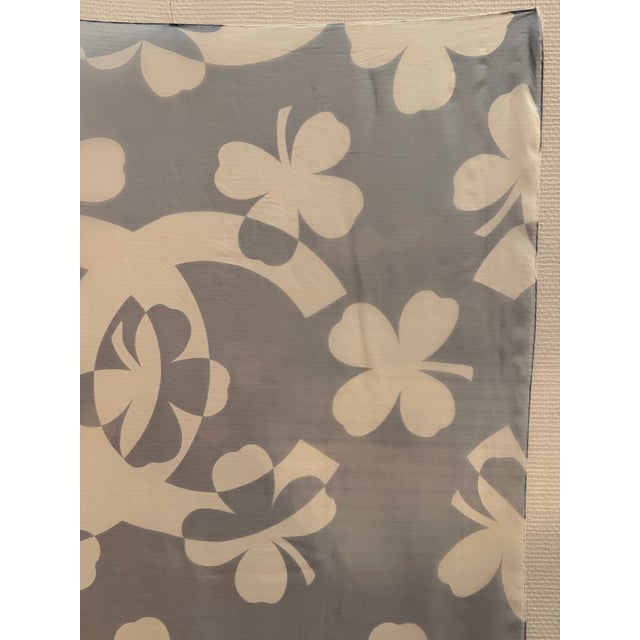Chanel Large Silk Chiffon Scarf Leafs Clovers For Sale - Image 9 of 12