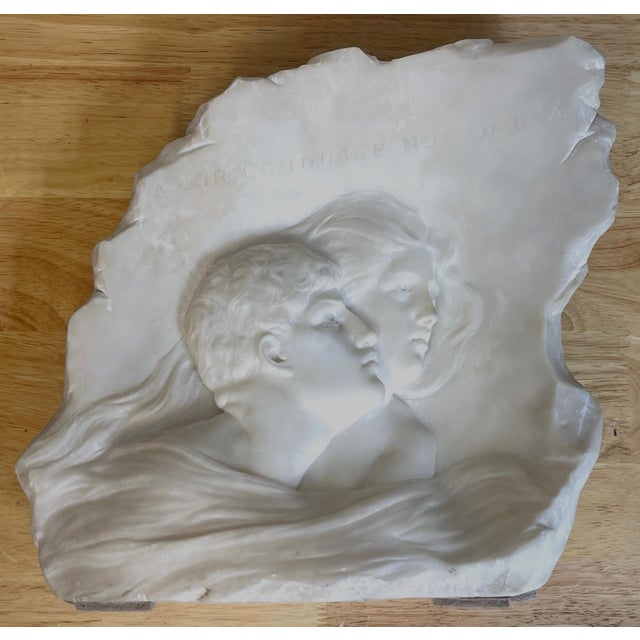 19th C. Italian Marble Relief of Romeo & Juliet, Signed E. Fiaschi, with Base For Sale - Image 18 of 18