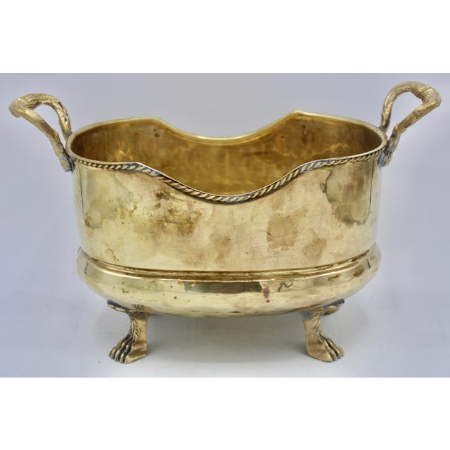 1950s Mid Century Brass Cachepot Planter For Sale - Image 5 of 11