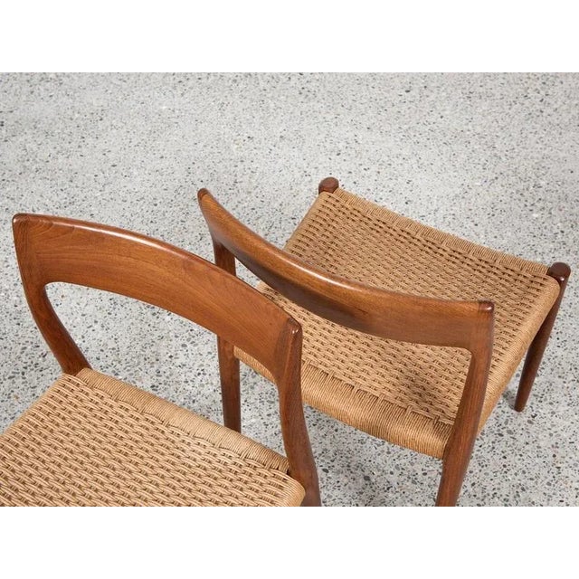 Vintage Danish Model 77 Chairs in Teak and Paper Cord by Niels Otto Møller, Set of 8 For Sale - Image 5 of 11
