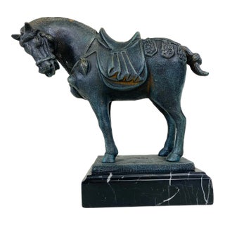 Vintage Asian Style Cast Iron Horse Sculpture. For Sale