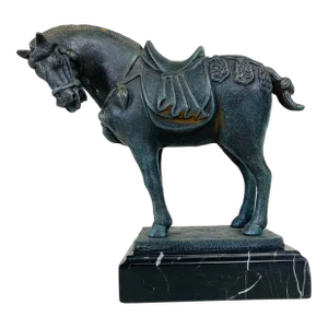 Vintage Asian Style Cast Iron Horse Sculpture.