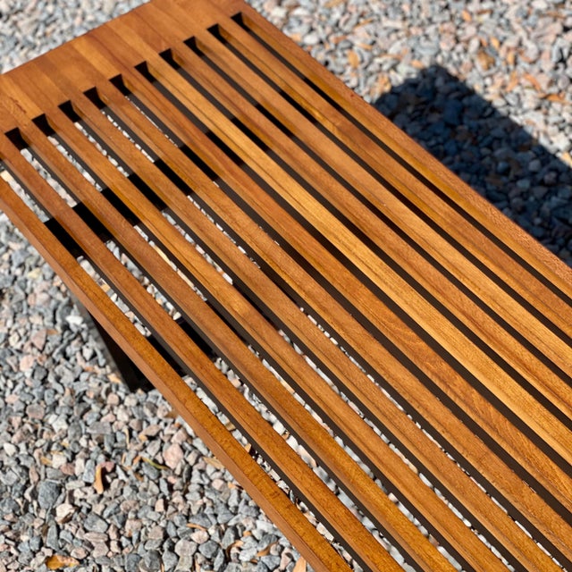 Wood 1960s MCM George Nelson Style Slat Bench For Sale - Image 7 of 10