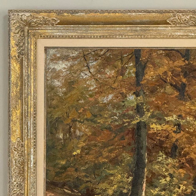 Copper Framed Oil Painting on Canvas by Fernand Ley (1910-1973) 'Path in the Forest' For Sale - Image 8 of 17