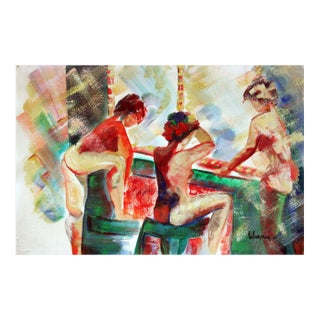 Three Nudes, Dancers Fauvist Figurative by Doris Ann Warner For Sale