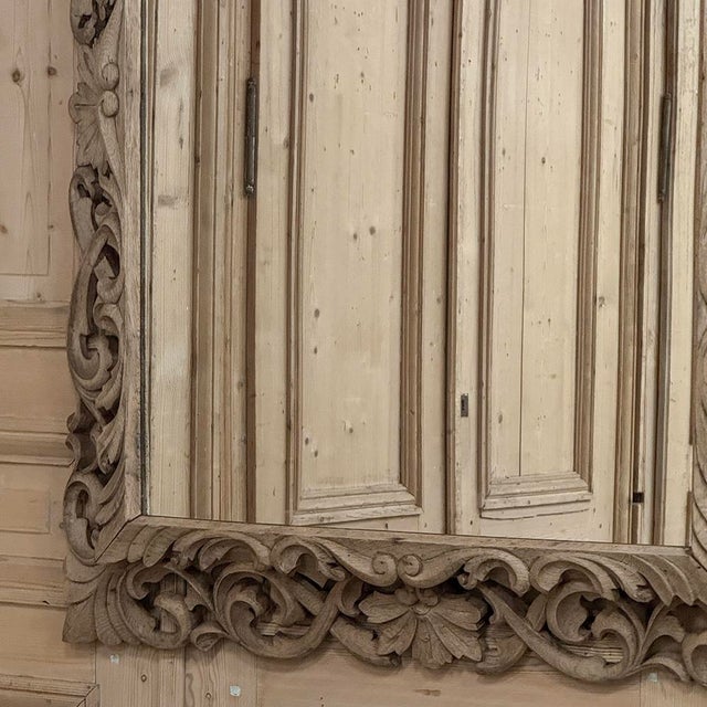 Antique French Louis XIV Baroque Stripped Hand-Carved Wood Mirror For Sale - Image 12 of 18