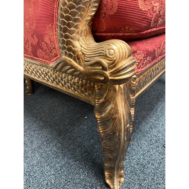 Erwin Lambeth French Empire Style Carved Giltwood Bergere Chair For Sale In New York - Image 6 of 12