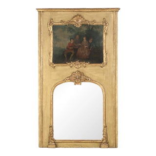 Antique French Trumeau Mirror Completely All Original and Unrestored C1770-1790 For Sale