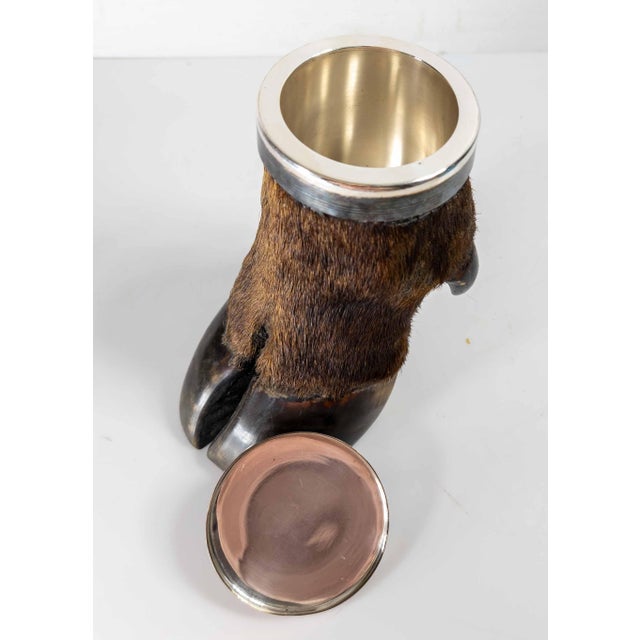 Brown 19th Century Victorian Taxidermy Moose Hoof Knuckle Box or Ashtray For Sale - Image 8 of 10