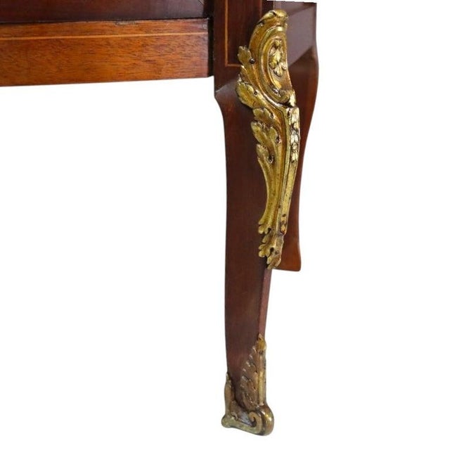 Pair Mahogany, Parquetry & Ormolu Credenzas With Beveled Glass C1890 For Sale - Image 6 of 12