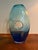 Late 20th Century Vintage Handblown Open Center Blue Art Glass Sculptural Vase With Bubbles For Sale - Image 5 of 7