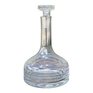 Vintage Etched Glass Decanter With Stopper For Sale