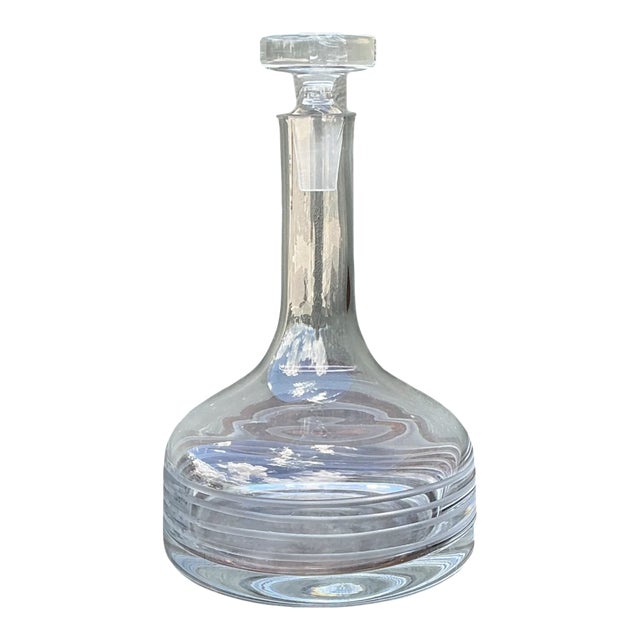 Vintage Etched Glass Decanter With Stopper For Sale