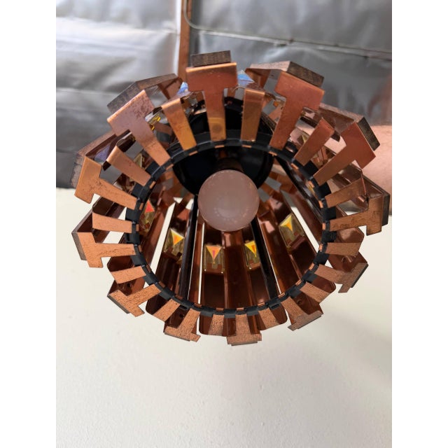 Brown 1960s Mid Century Modern Danish Copper & Rosewood Pendant Lamp For Sale - Image 8 of 10