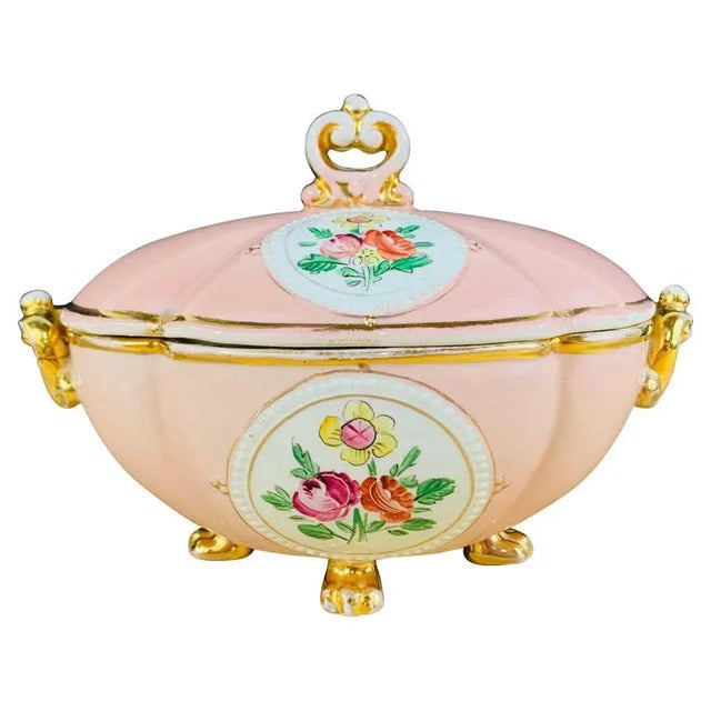 Vintage Italian Porcelain Pink Jewelry Box For Sale - Image 13 of 13