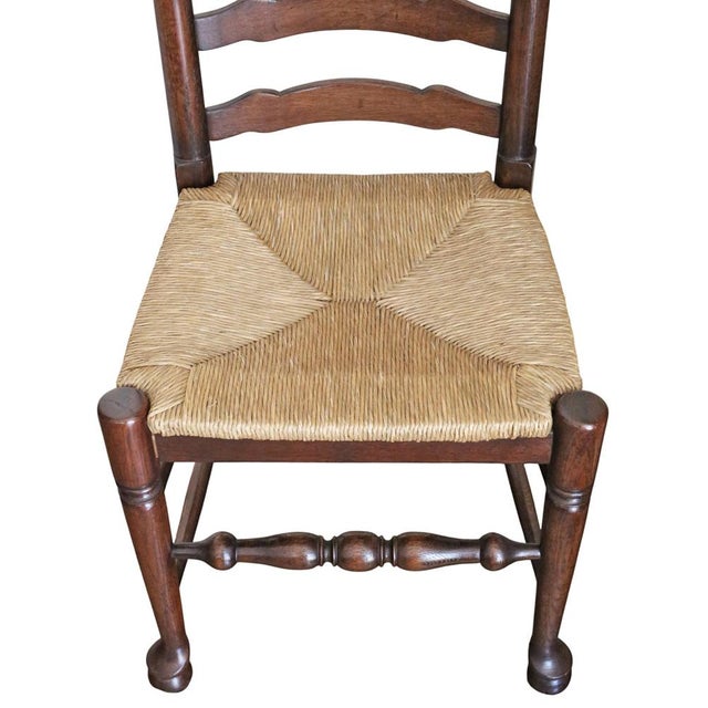 Vintage Ladder-Back Dining Chairs with Wicker Seats, 1970, Set of 8 For Sale - Image 4 of 10