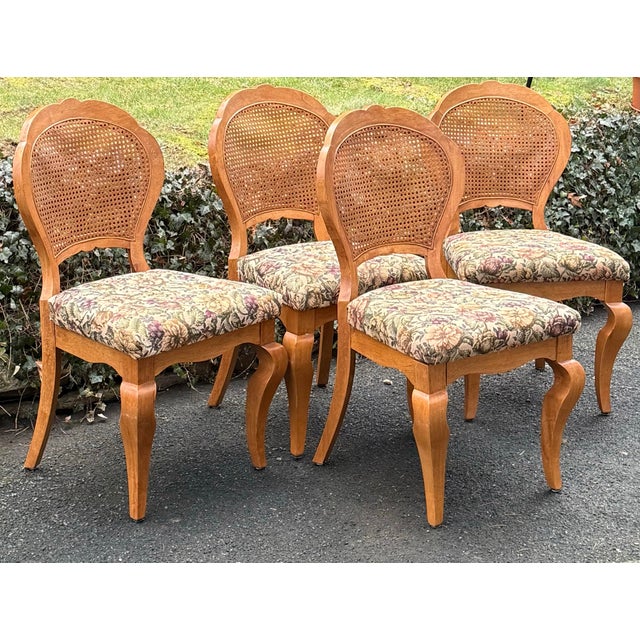 White Wood Furniture Cane Back Farmhouse Chairs - Set of 4 For Sale - Image 11 of 12