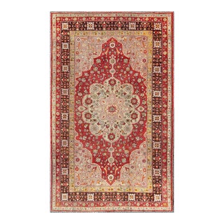 Floral Vintage Turkish Oushak Rug With Central Medallion and Stretched Cornices 6'0"x9'3" For Sale