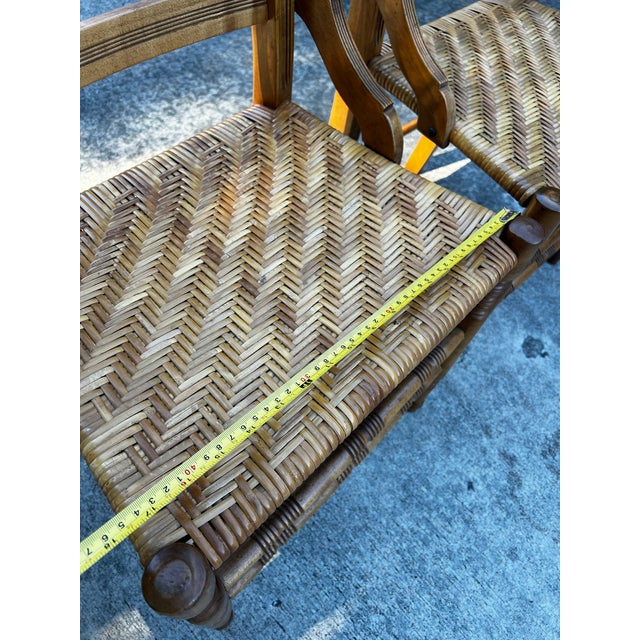 Wood 1970s Collection of Short Wooden Ladder Back Chairs- Set of 3 For Sale - Image 7 of 11