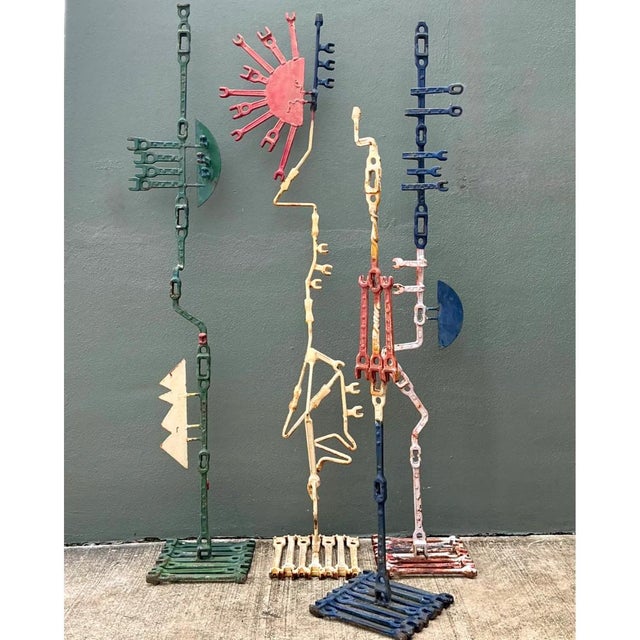 Vintage Industrial Welded Wrench Metal Sculpture For Sale In West Palm - Image 6 of 12