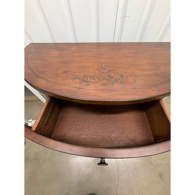 Traditional Ethan Allen Demi Lune Console Cabinet Nightstand For Sale - Image 3 of 12