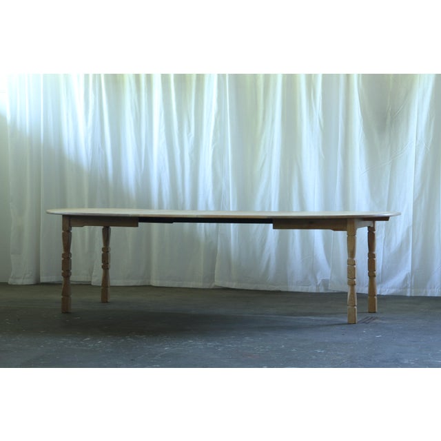 Vintage Scandinavian Oak Extendable Dining Table with Two Leaves in the style of Henning Kjærnulf, 1960s For Sale - Image 6 of 18