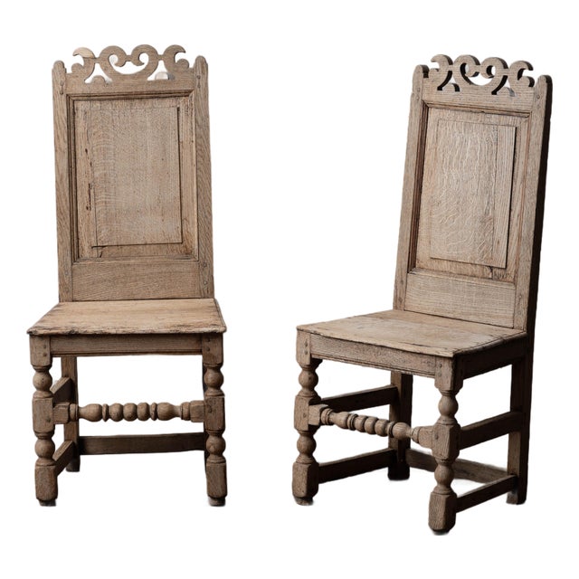 A Pair of Oak Back Stools, 17th Century For Sale