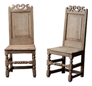 A Pair of Oak Back Stools, 17th Century
