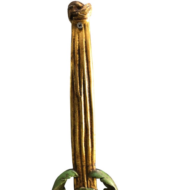 1900 - 1909 Pair of Large Gilt Bronze and Polychrome Wall Sconces For Sale - Image 5 of 6